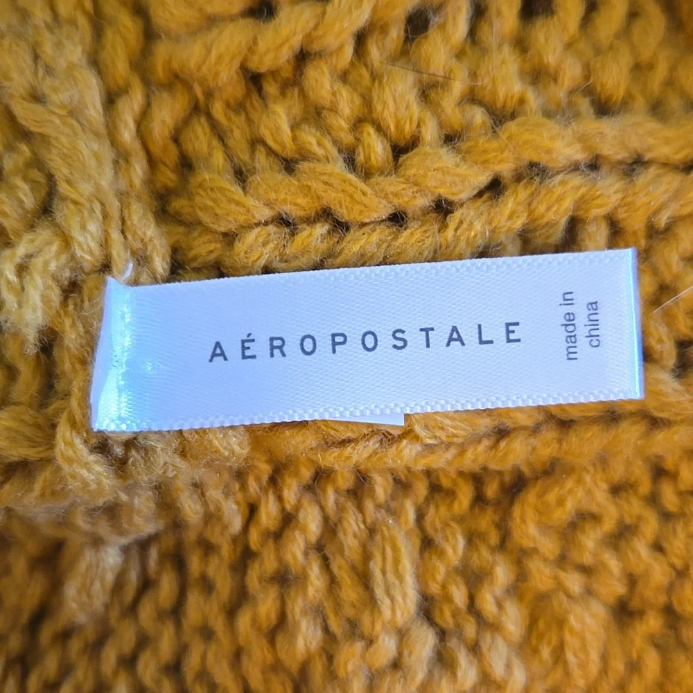 Aeropostale Mustard Knit Hat and Scarf Set